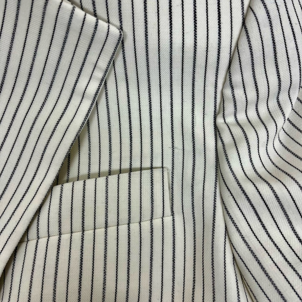 Lauren Ralph Lauren Women's Pinstripe-Print Straight-Fit Blazer - Cream Size 10 - Picture 12 of 14